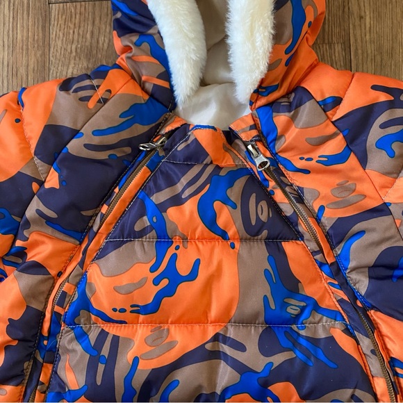 New Infant Snowsuit Coverall Blue Orange Camouflage 9 months NWOT - Picture 4 of 16